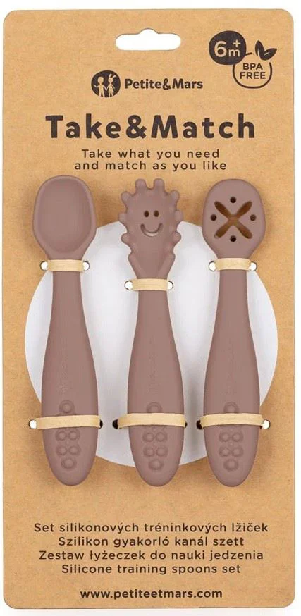 image for Set 3 lingurite din silicon pentru antrenament Petite&Mars Take&Match Velvet Latte foto