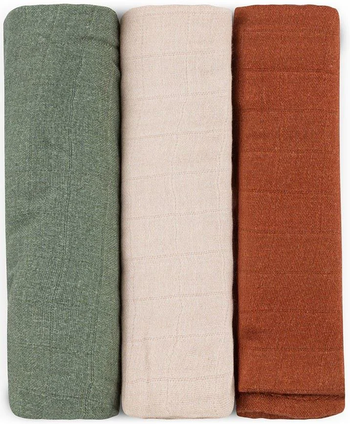 image for Set 3 pelinci de muselina din bambus Petite&Mars Moussy Earth Tones, 68x68 cm foto