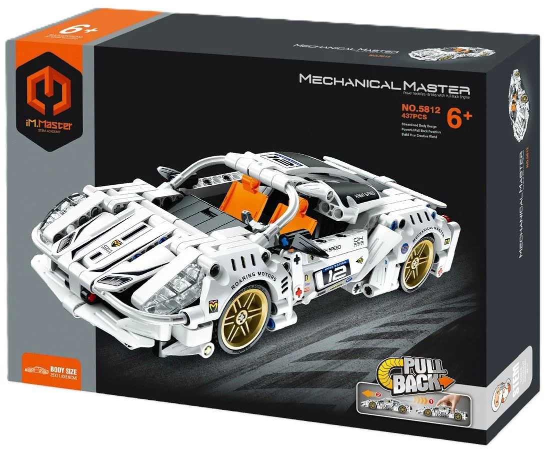 Set de constructie cu inertie iM.Master Supercar alb, 437 el. foto