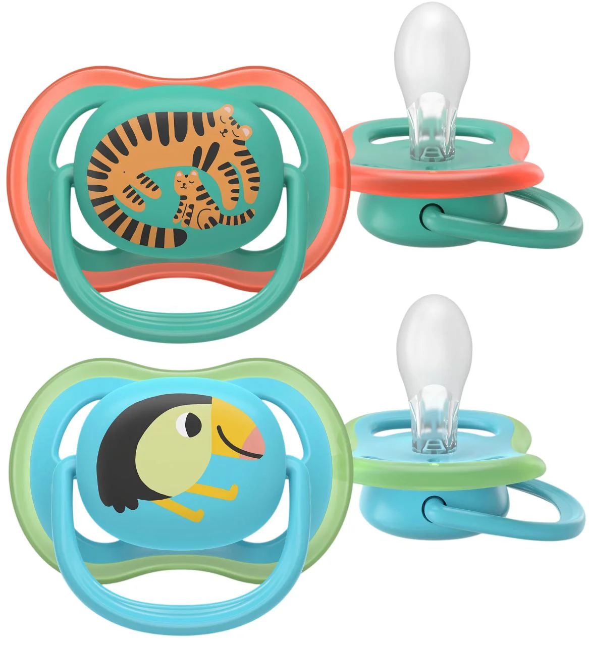 image for Suzeta din silicon Philips Avent Ultra Air Papagal-tigru (6-18 luni), 2 buc. foto