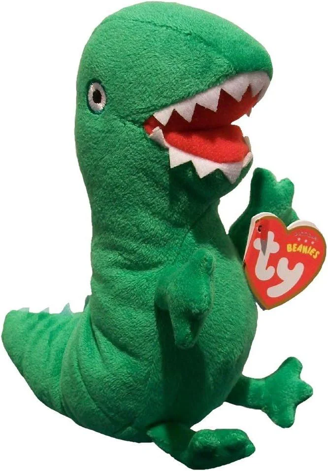 Jucarie de plus TY Beanie Babies Purcelusa Peppa Mr. Dinosaur, 15 cm foto