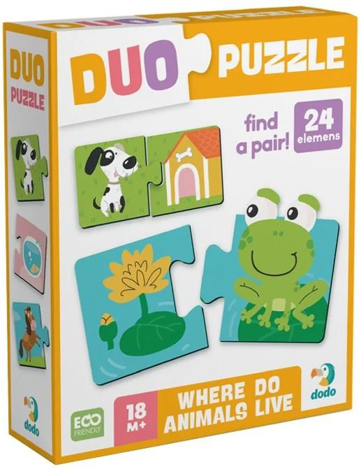 image for Puzzle Dodo DUO Animalele si casutele lor, 24 el. foto