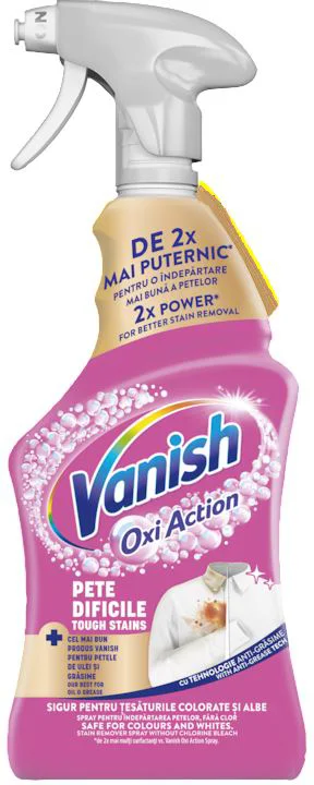 Спрей для предварительной обработки и удаления сложных пятен Vanish Oxi Action Pink, 454 мл foto