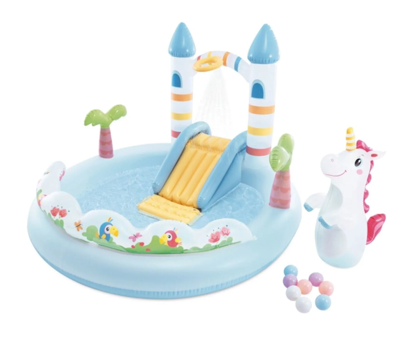 image for Centru de joaca gonflabil Intex Castelul unicornului, 234 litri foto