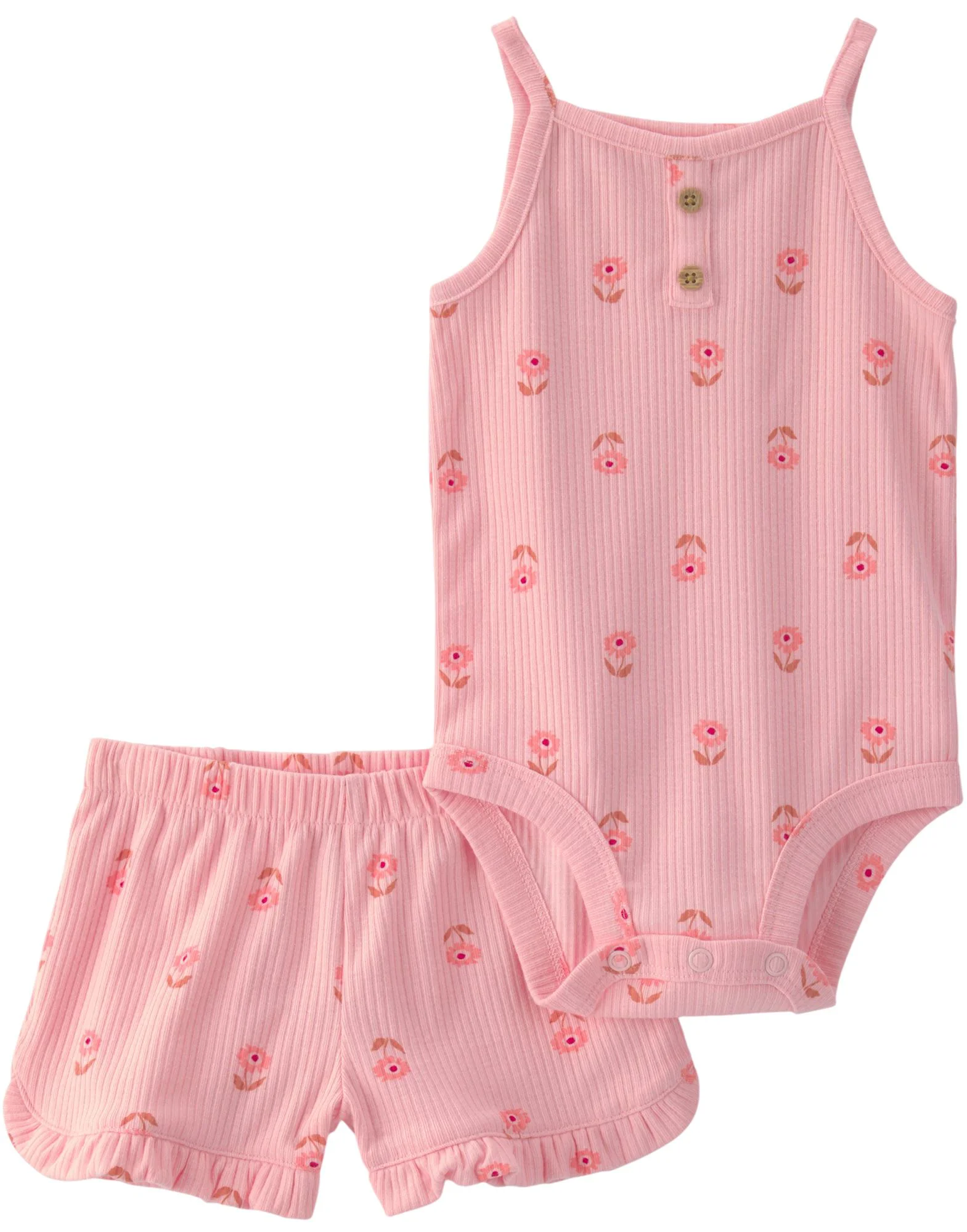 Carter's Set 2 piese Drop Needle Pink - body maiou si pantaloni scurti foto