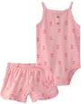 Carter's Set 2 piese Drop Needle Pink - body maiou si pantaloni scurti foto