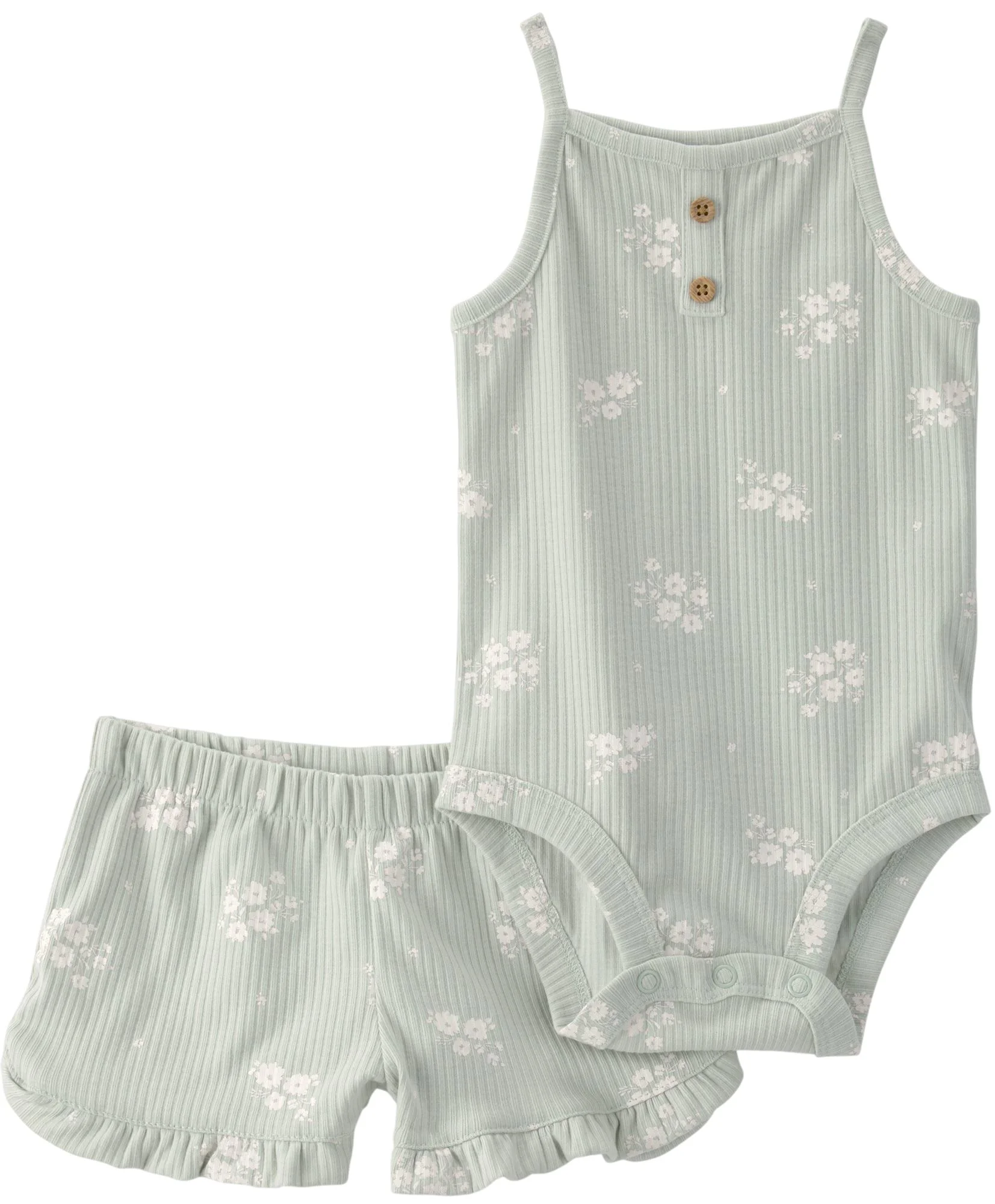 Carter's Set 2 piese Drop Needle Green - body maiou si pantaloni scurti foto