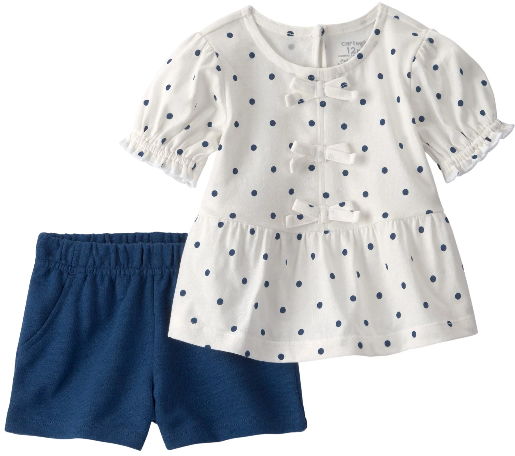 Carter's Set 2 piese White Dots - tricou si pantaloni scurti foto