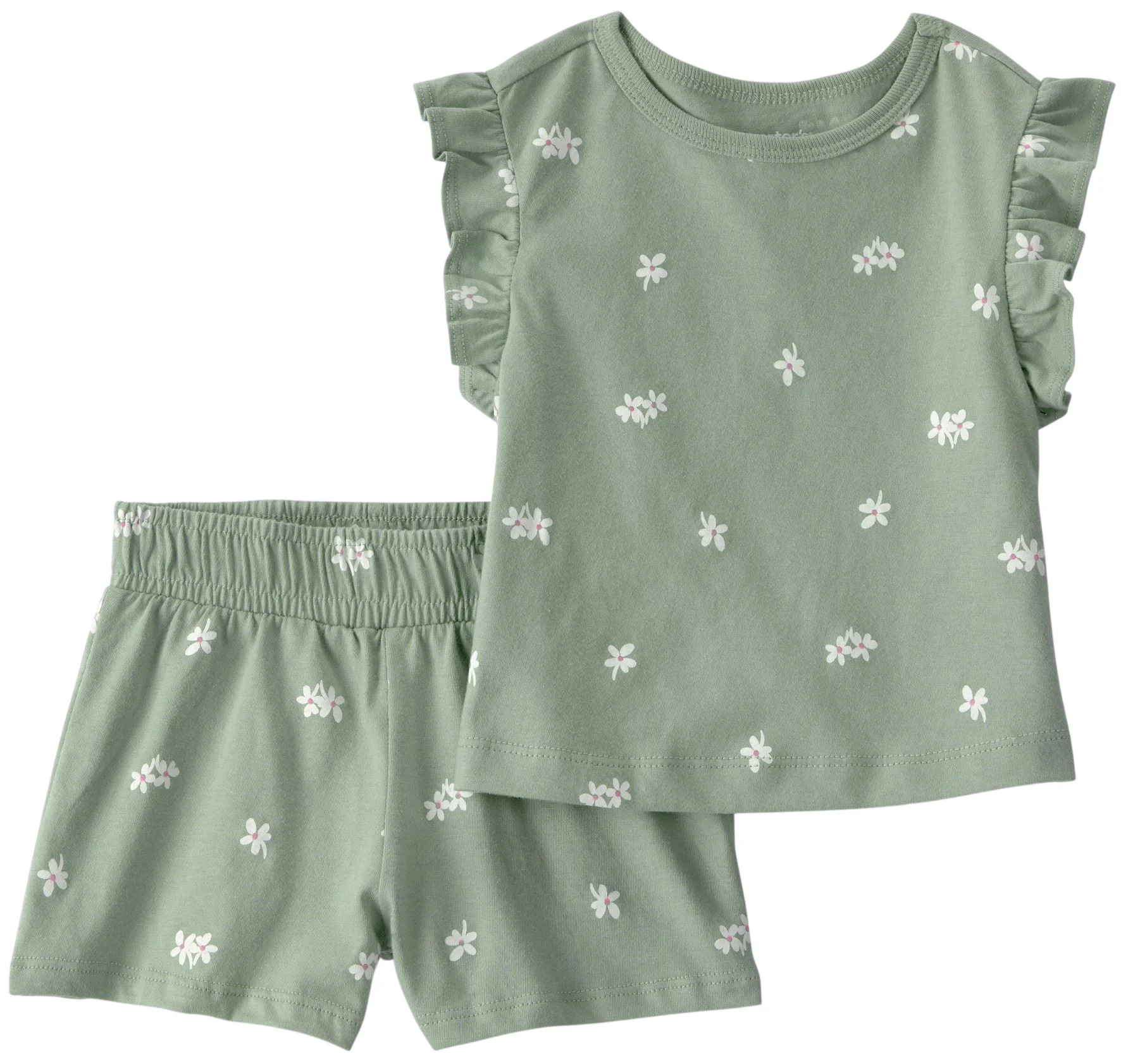 Carter's Set 2 piese Green Floral - tricou si pantaloni scurti foto