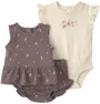 Carter's Комплект 3 в 1 Brown Floral - топ, шорты и боди foto