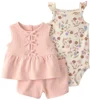 Carter's Комплект 3 в 1 Pink Seersucker - топ, шорты и боди foto
