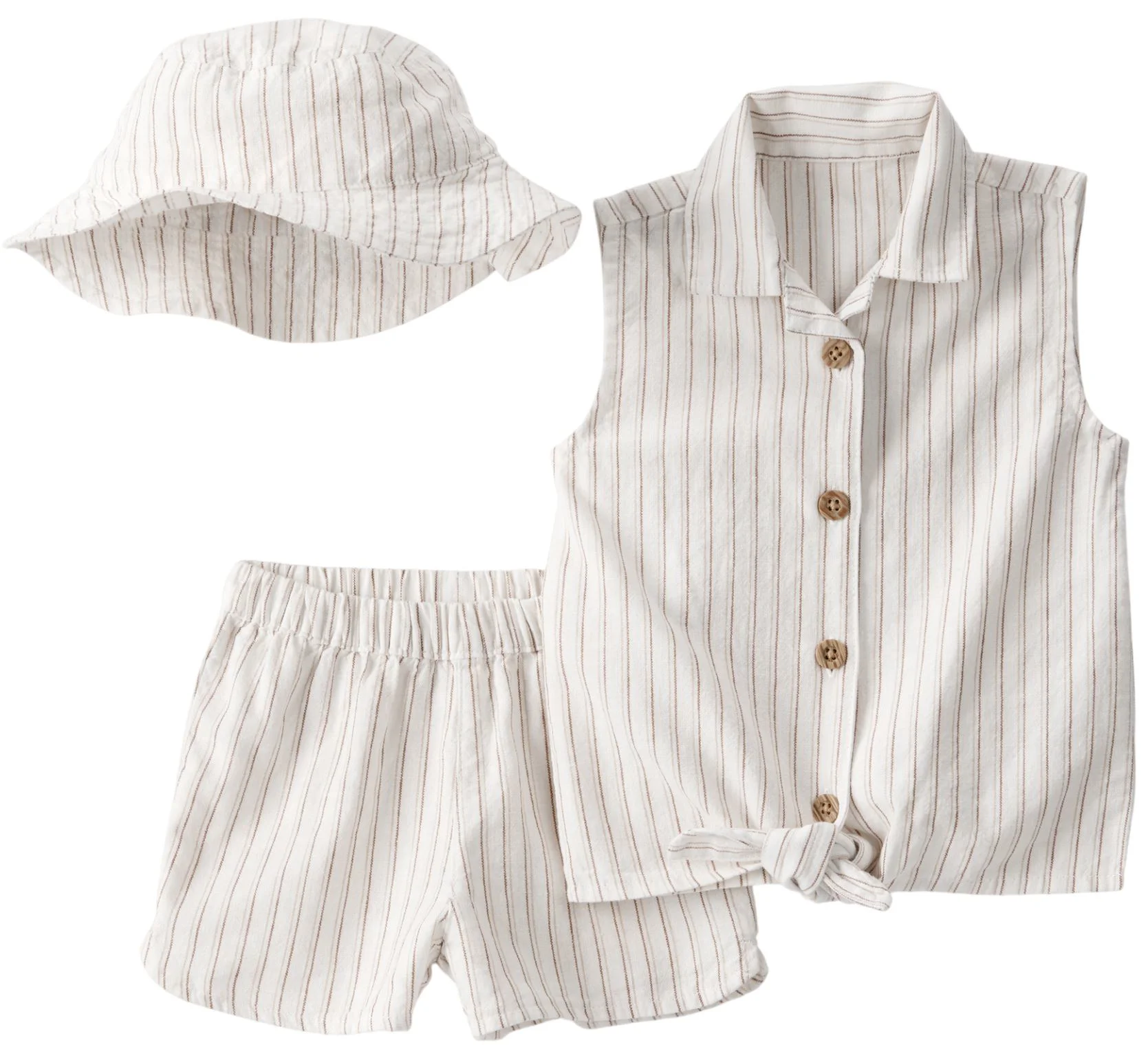 Carter's Set 3 piese Brown Stripe - top, pantaloni scurti si palarie foto