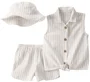 Carter's Set 3 piese Brown Stripe - top, pantaloni scurti si palarie foto
