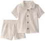Carter's Set 3 piese Tan Stripe Linen - camasa si pantaloni scurti foto