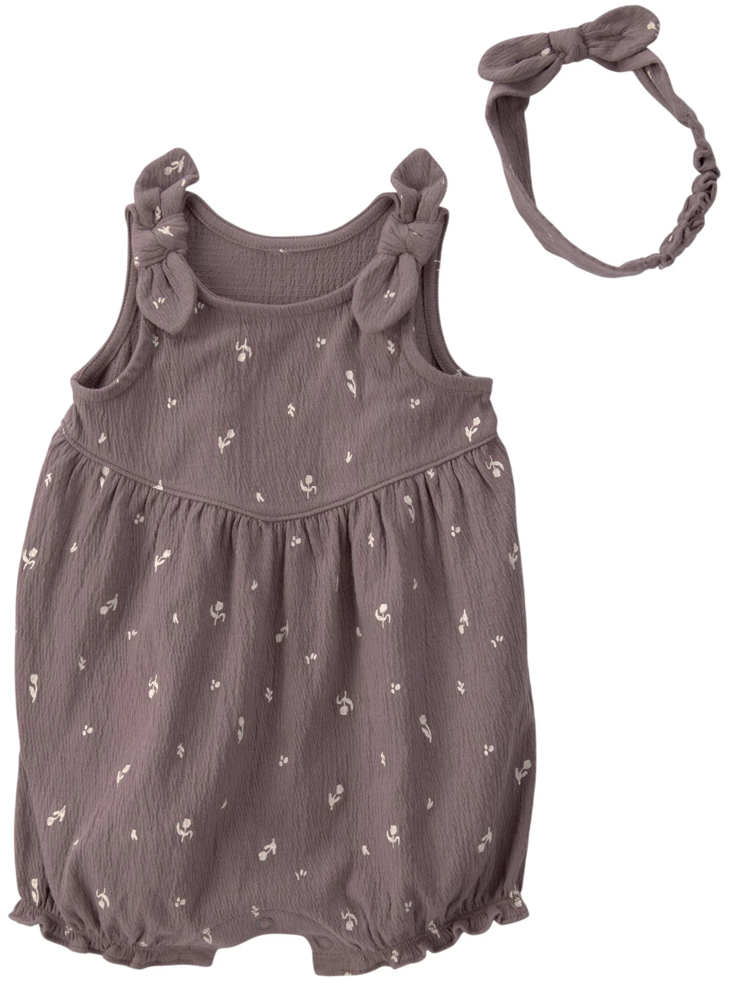 image for Carter's Комплект 2 в 1 Brown Floral - комбинезон и повязка foto