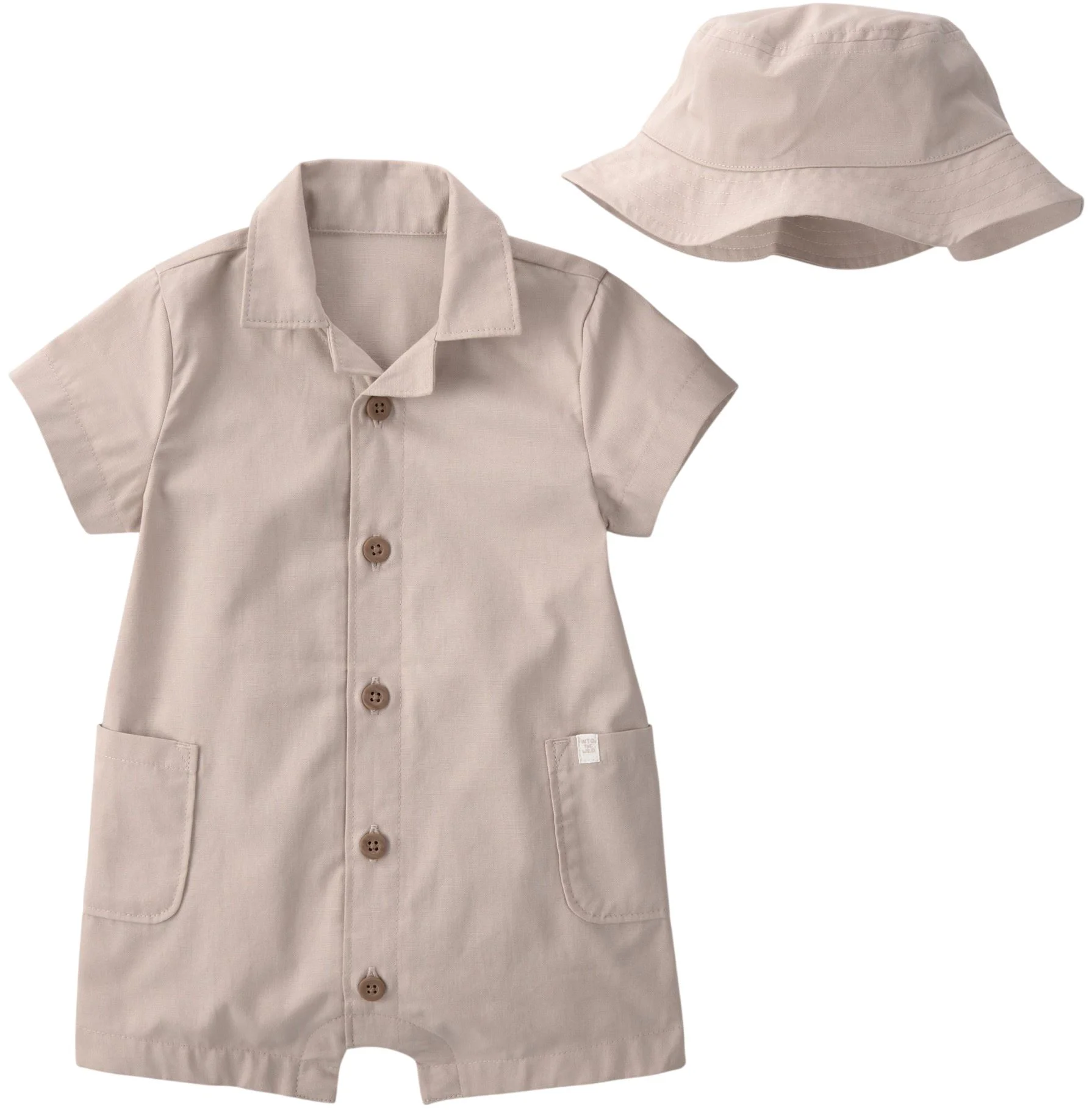 image for Carter's Set 2 piese Khaki Canvas - salopeta scurta si palarie foto