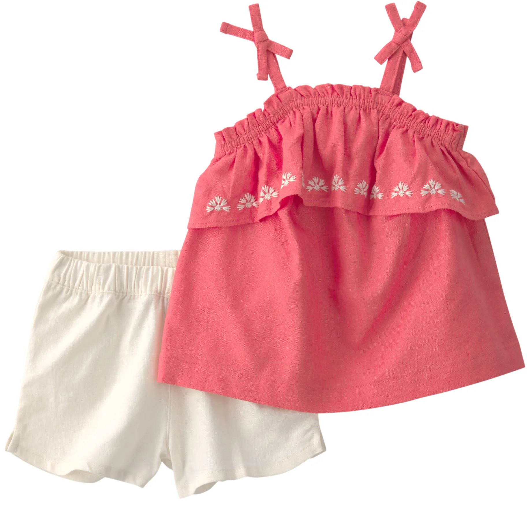 Carter's Set 2 piese Linen Coral Ivory - top si pantaloni scurti foto