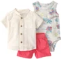 Carter's Set 3 piese Ivory - camasa, pantaloni scurti si body foto