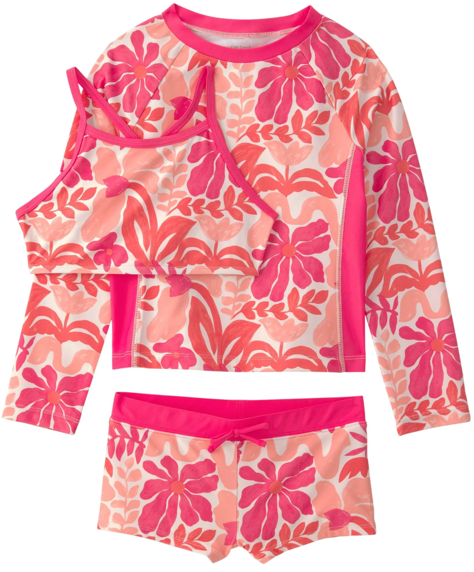 image for Carter's Set 3 piese costum de baie Rashguard Pink Tropical - costum 2 piese si bluza foto
