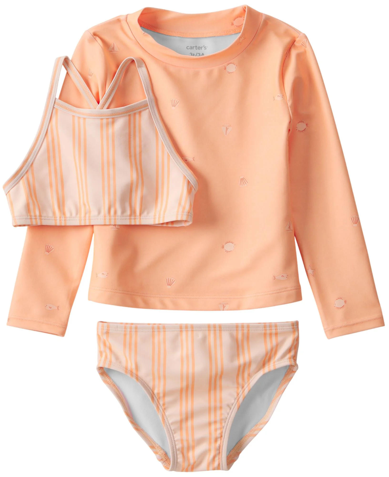 image for Carter's Set 3 piese costum de baie Rashguard Orange - costum 2 piese si bluza foto