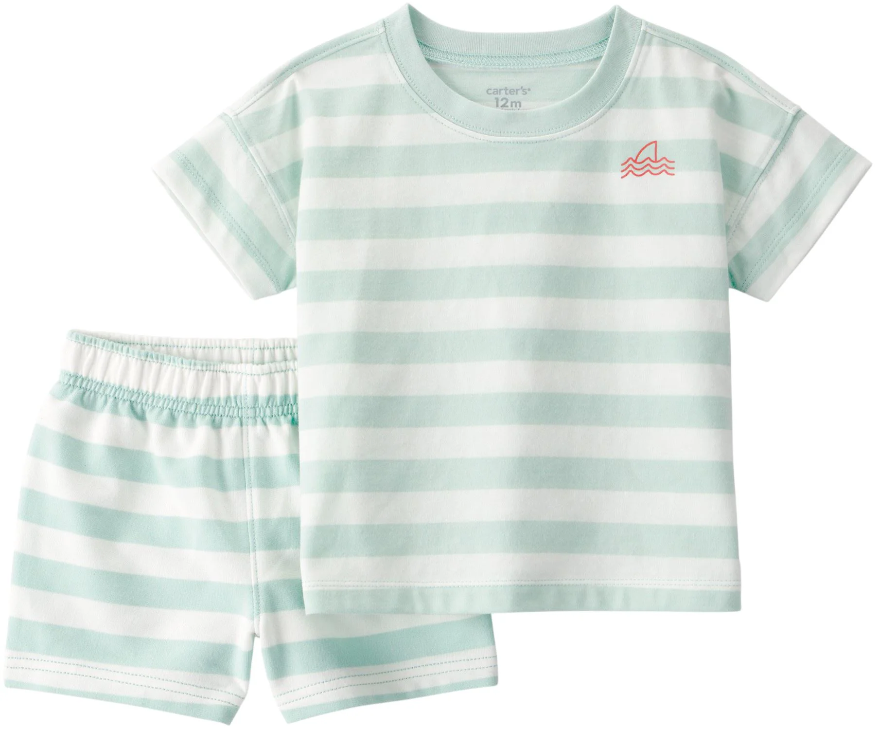 image for Carter's Комплект 2 в 1 Mint Striped - футболка и шорты foto