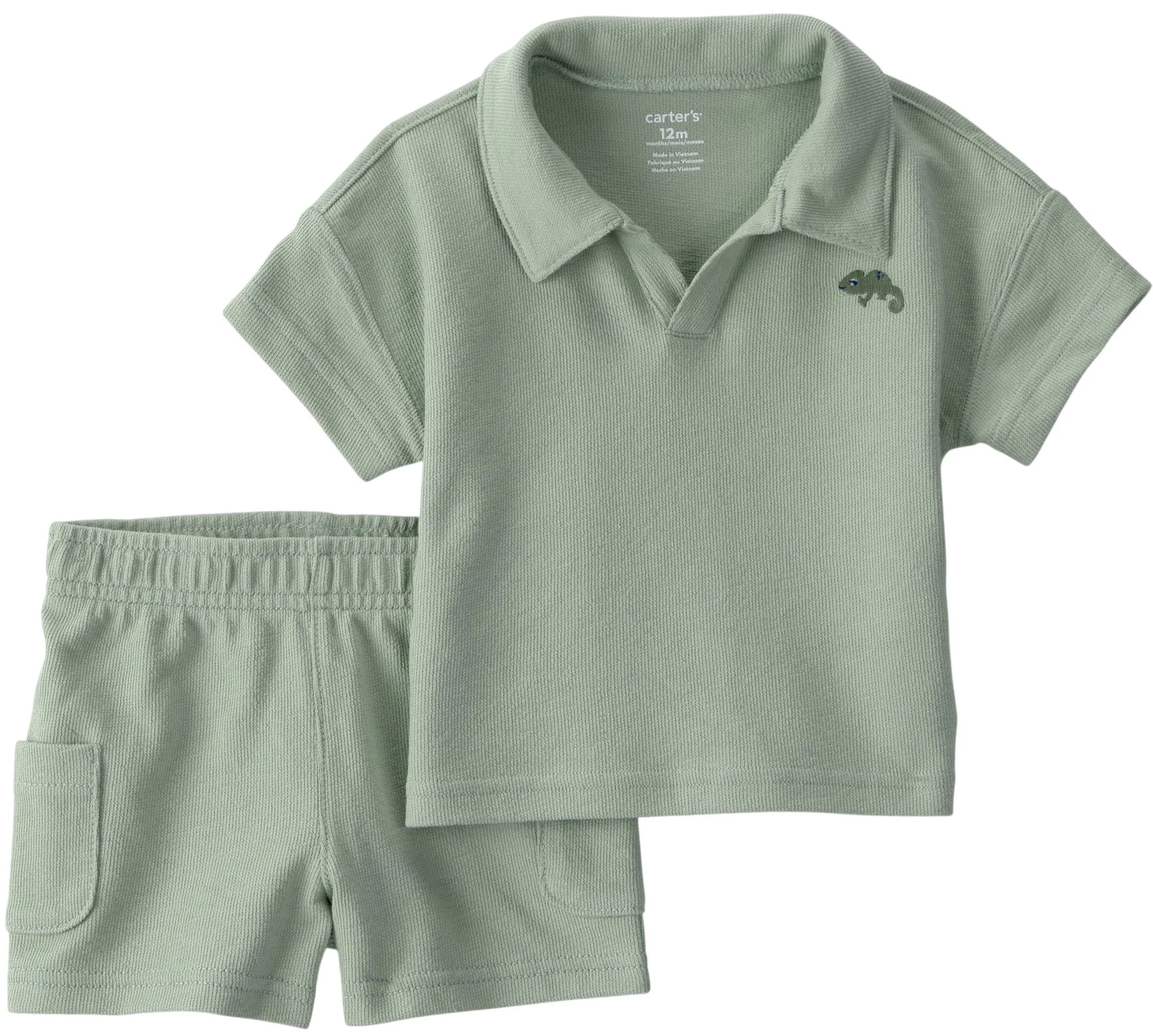 Carter's Set 2 piese Green Collared - tricou si pantaloni scurti foto