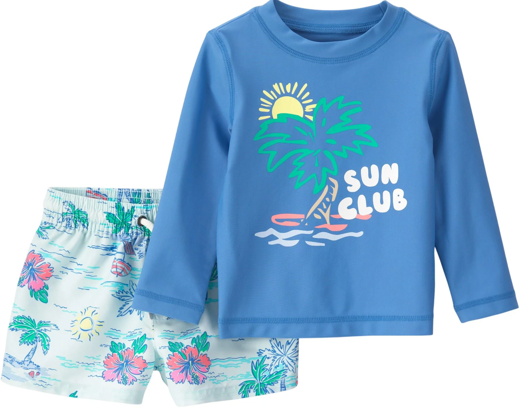 image for Carter's Set 2 piese costum de baie Rashguard Blue - bluza cu maneca lunga si pantaloni scurti foto