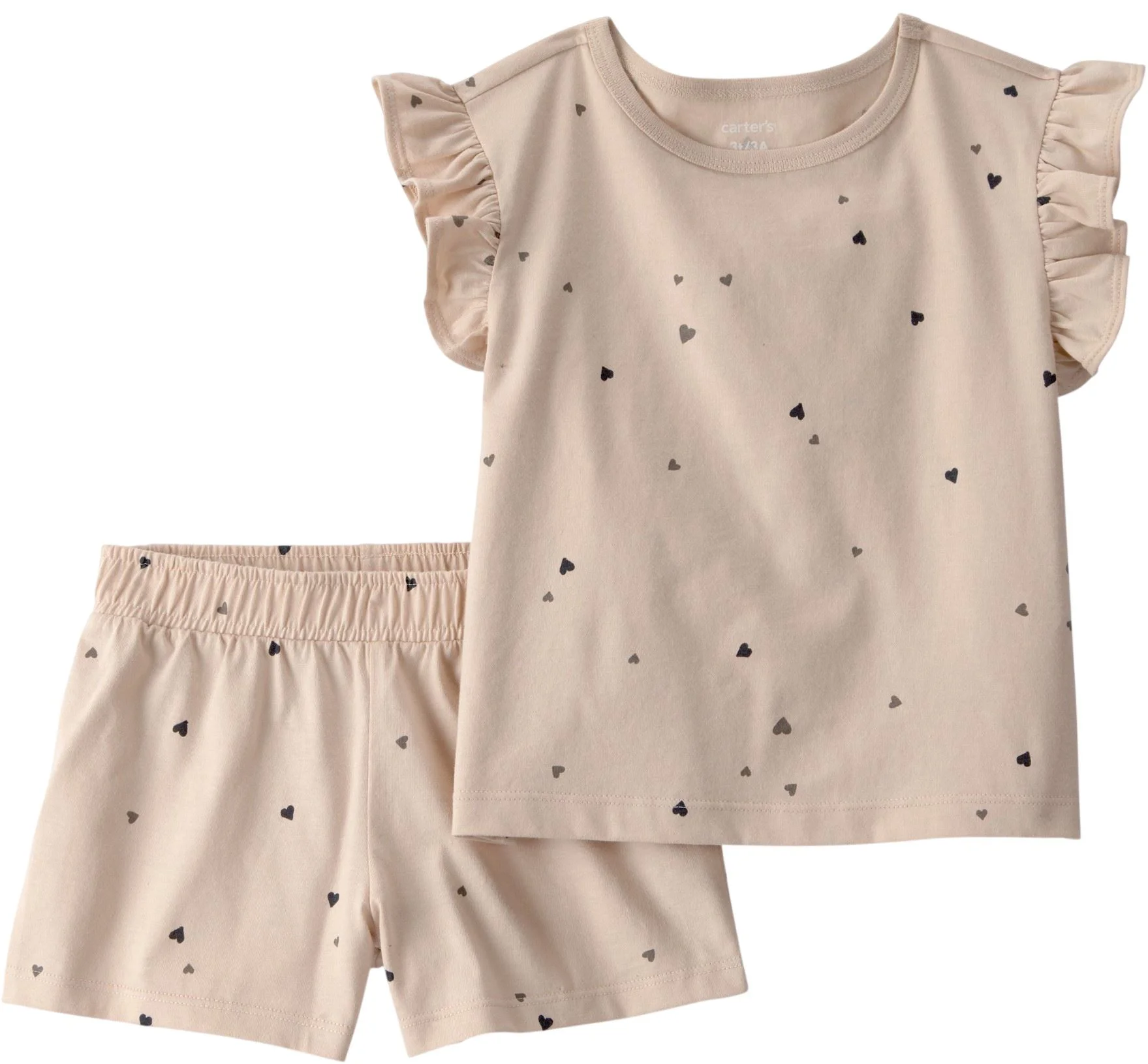 image for Carter's Set 2 piese Brown Hearts - tricou si pantaloni scurti foto