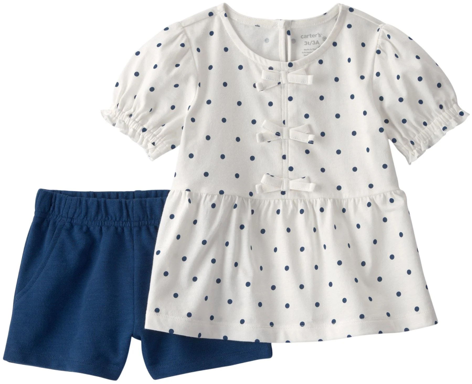 image for Carter's Set 2 piese White Dots - tricou si pantaloni scurti foto