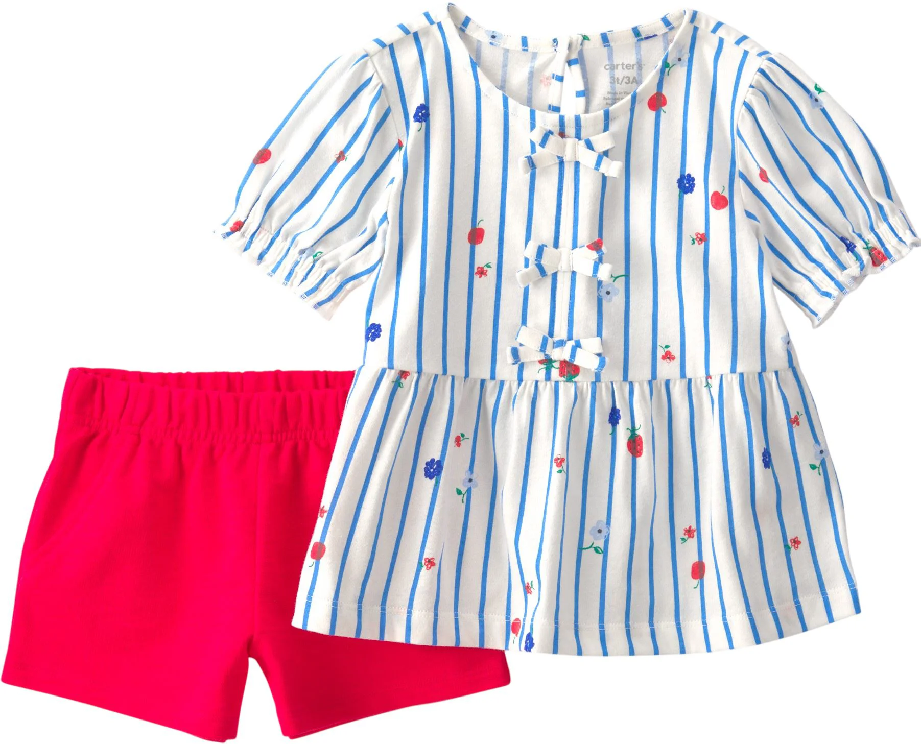 image for Carter's Set 2 piese Berry Stripe - tricou si pantaloni scurti foto