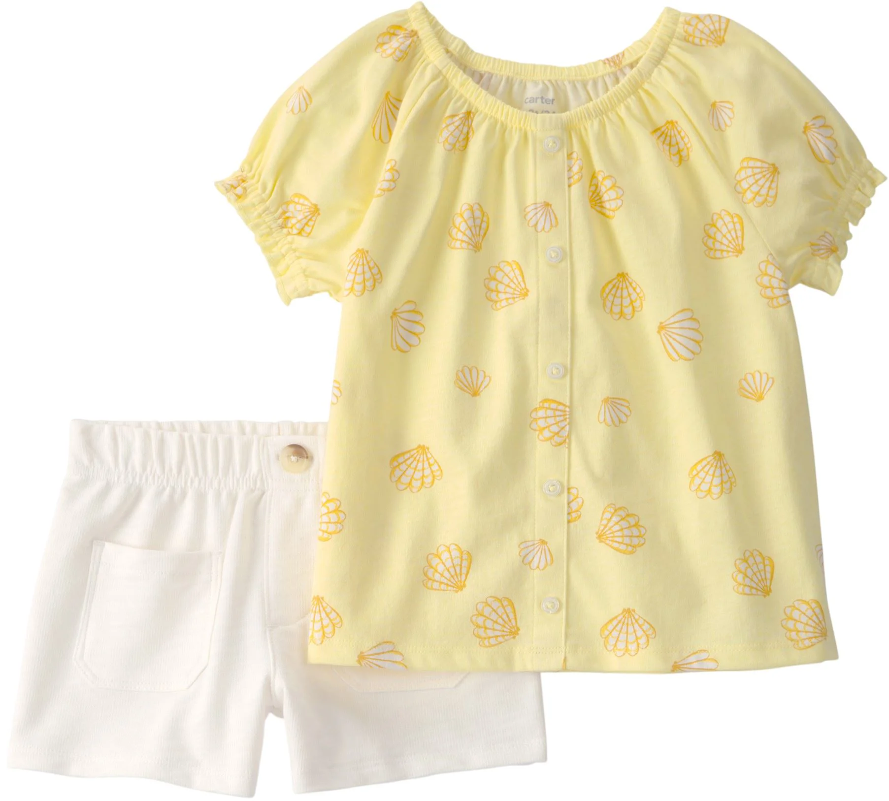 image for Carter's Set 2 piese Yellow Shell - bluzita si pantaloni scurti foto