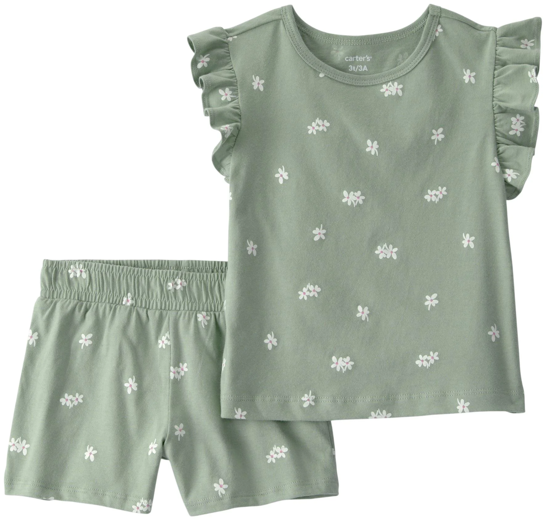 image for Carter's Set 2 piese Green Floral - tricou si pantaloni scurti foto