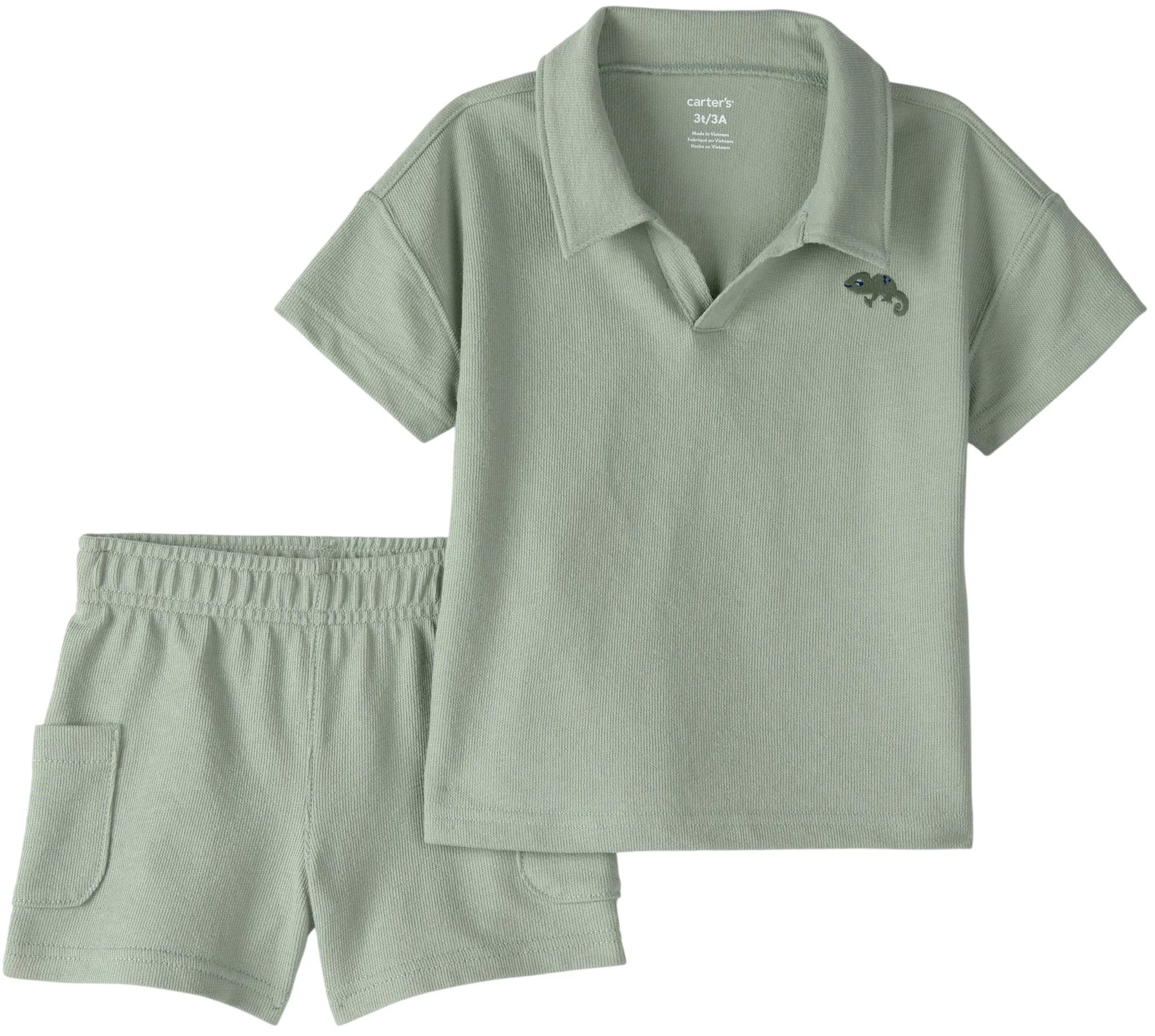 image for Carter's Set 2 piese Green Collared - tricou si pantaloni scurti foto