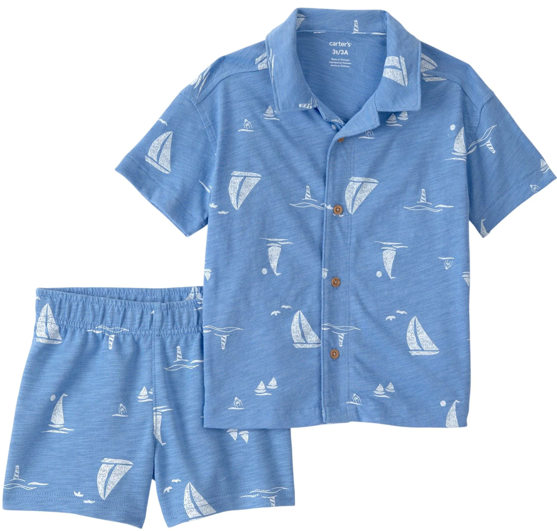 image for Carter's Комплект 2 в 1 Blue Sailboat - рубашка и шорты foto