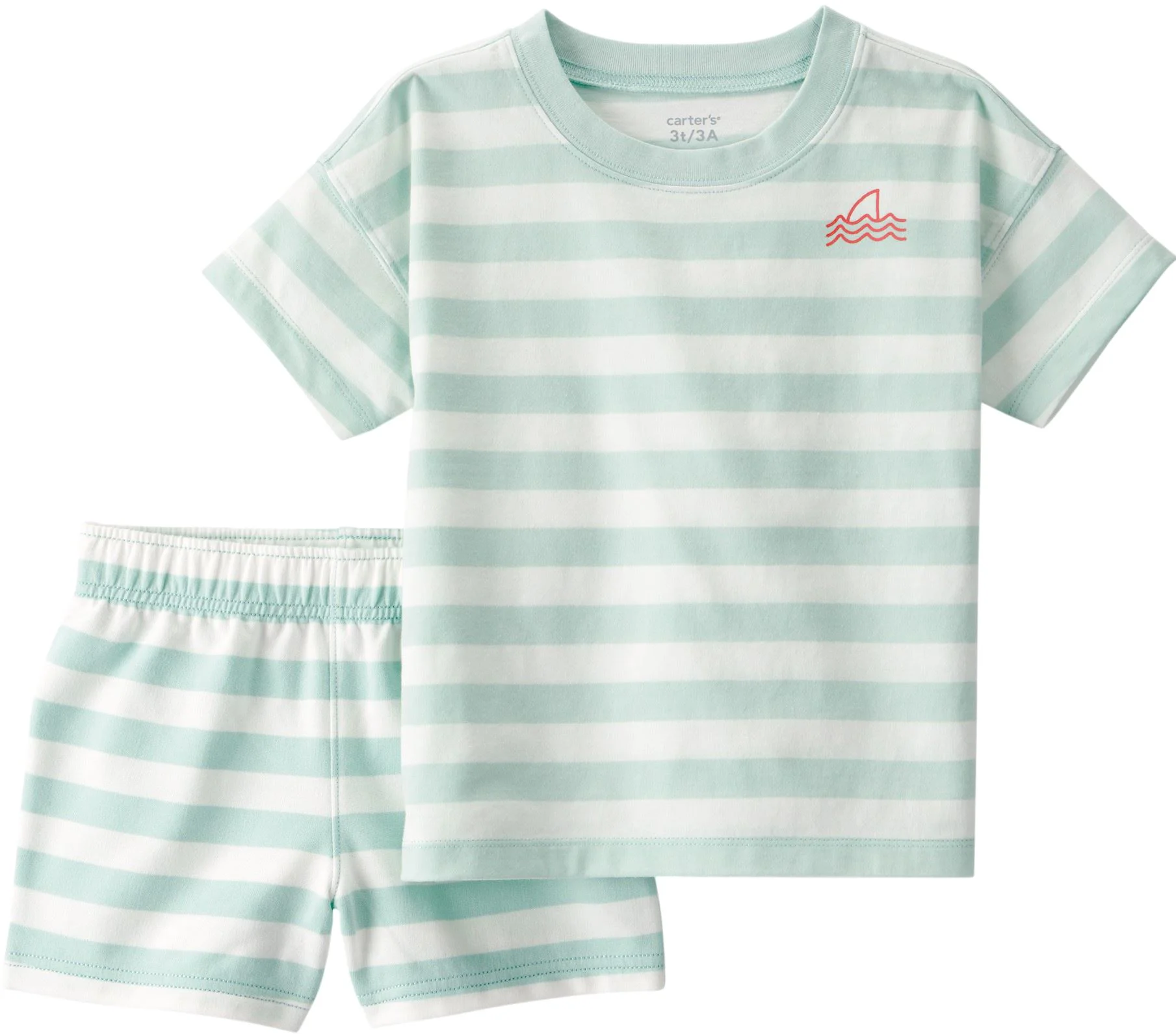 image for Carter's Комплект 2 в 1 Mint Striped - футболка и шорты foto