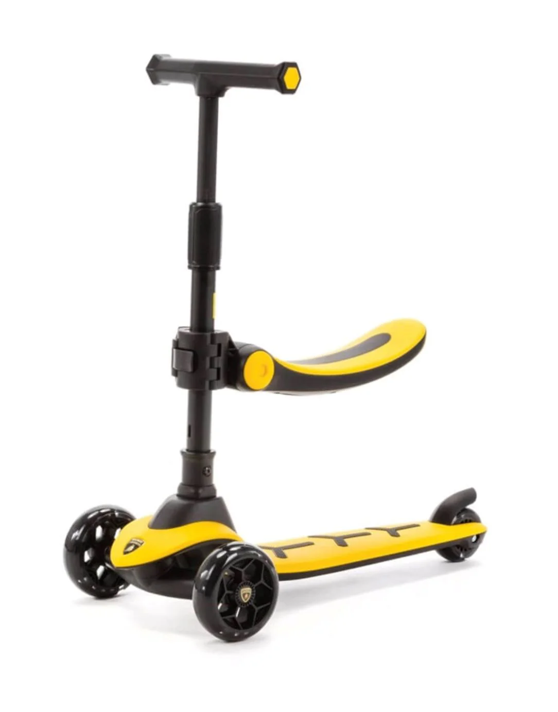 image for Trotineta 2 in 1 Scooter Lamborghini cu scaun si roti LED, Galben foto
