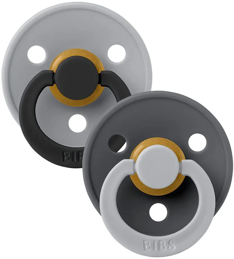 Set 2 suzete rotunde din latex BIBS Studio Colour Cloud Iron mix (0-6 luni) foto