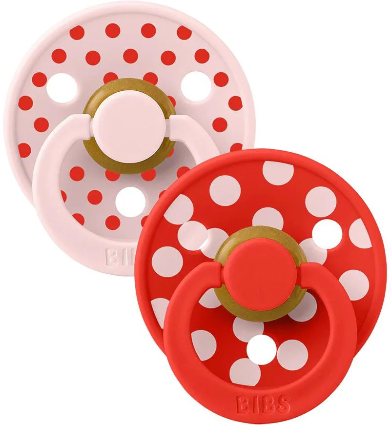 image for Set 2 suzete rotunde din latex BIBS Studio Colour Polka dot Blossom/Candy Apple (6-18 luni) foto