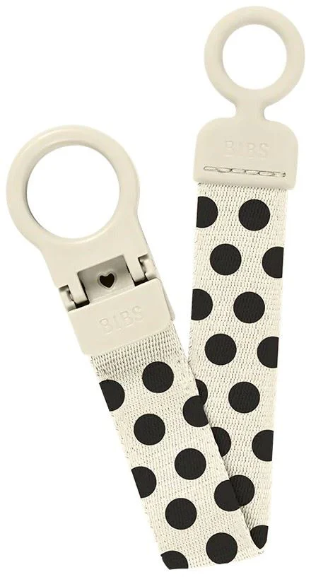 image for Lantisor clip pentru suzeta BIBS Loop Polka dot Ivory/Black foto