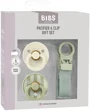 Набор из 2 круглых латексных пустышек + цепочка-клипса Loop BIBS Colour Sage (0-6 мес.) foto
