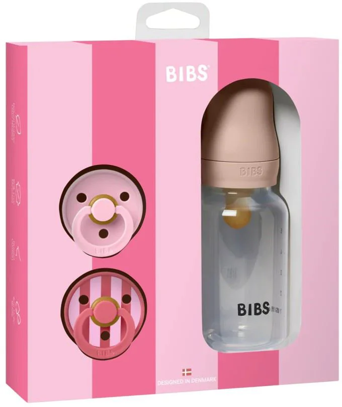 image for Set cadou biberon + 2 suzete rotunde din latex BIBS Baby Sprinkle Blush foto
