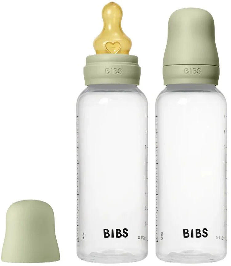 image for Набор из 2 пластиковых бутылочек BIBS Sage с латексной соской среднего потока, 270 мл foto