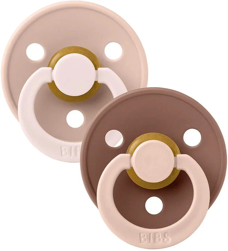 Set 2 suzete rotunde din latex BIBS Studio Colour Blush Woodchuck mix (0-6 luni) foto
