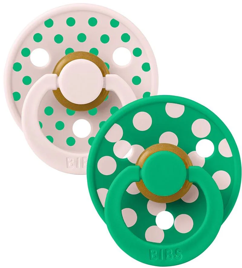 Set 2 suzete rotunde din latex BIBS Studio Colour Polka dot Petal/Cactus (0-6 luni) foto