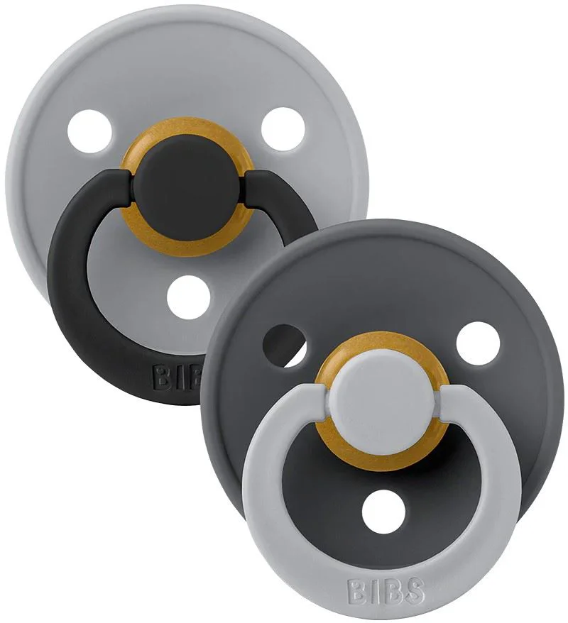 Set 2 suzete rotunde din latex BIBS Studio Colour Cloud Iron mix (6-18 luni) foto