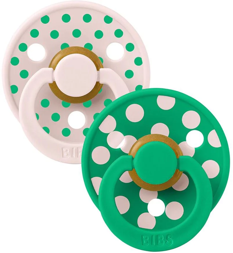 Set 2 suzete rotunde din latex BIBS Studio Colour Polka dot Petal/Cactus (6-18 luni) foto