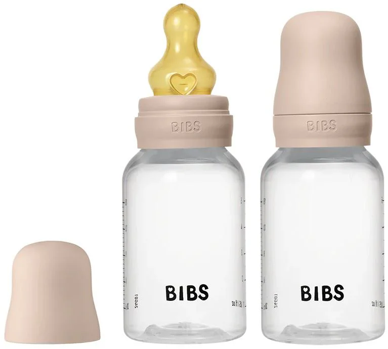 image for Set 2 biberoane din plastic BIBS Blush cu tetina din latex flux lent, 150 ml foto
