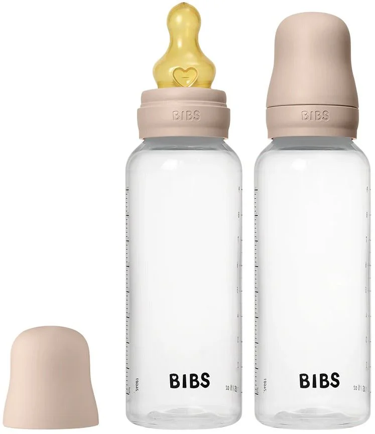 image for Set 2 biberoane din plastic BIBS Blush cu tetina din latex flux mediu, 270 ml foto