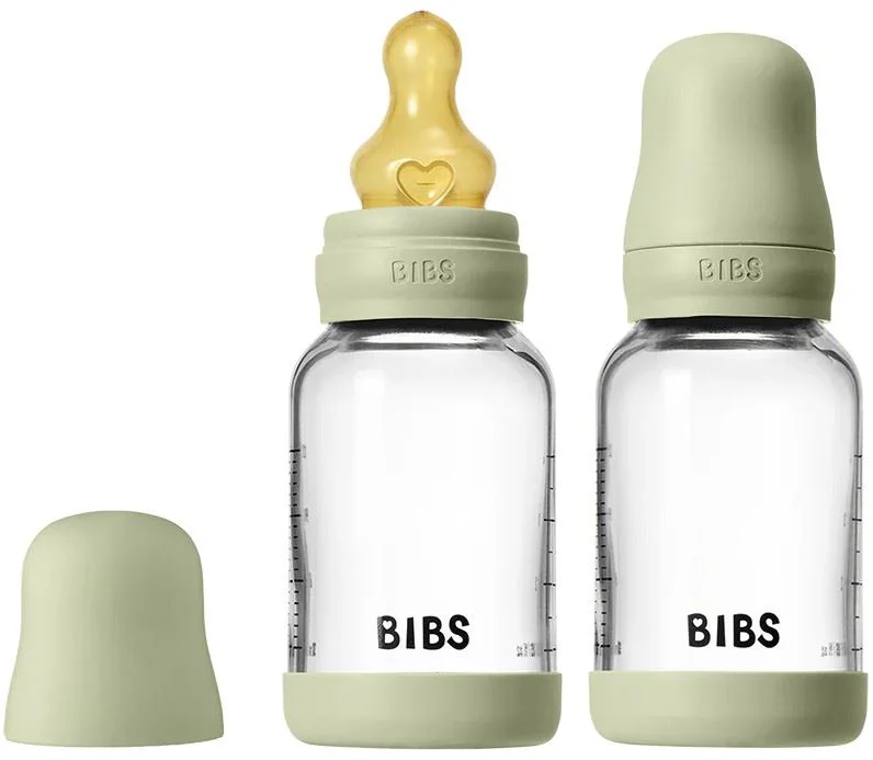 image for Set 2 biberoane din sticla BIBS Sage cu tetina din latex flux lent, 120 ml foto