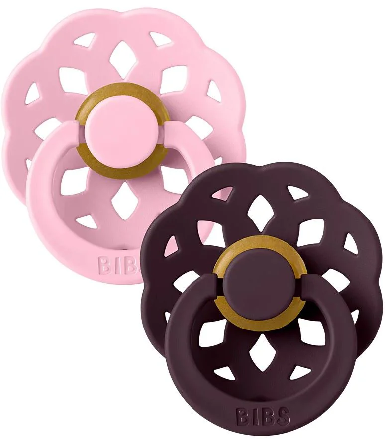 Set 2 suzete rotunde din latex BIBS Boheme Baby Pink/Plum (6-18 luni) foto